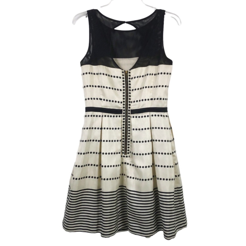 Taylor Fit & Flare Ivory & Black Dress Size 6 - Picture 6 of 16